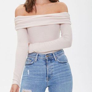 Ribbed Off-the-Shoulder Bodysuit